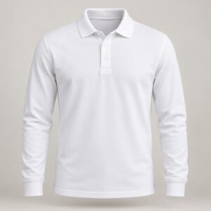 Camiseta polo branca de manga longa